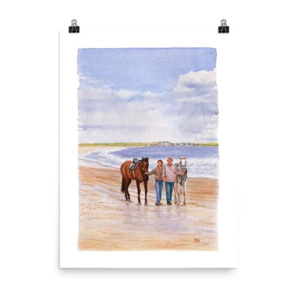 0298f056a0cafb1c534c27bbcbe22be8.jpg Walking Horses On The Beach | Watercolor Print