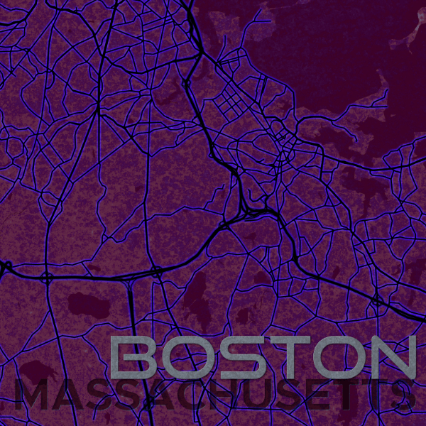 boston-metal-close-up-text.png Boston Road Map | Digital Art Metal Print