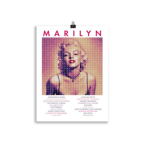 Marilyn Monroe Word Search Poster