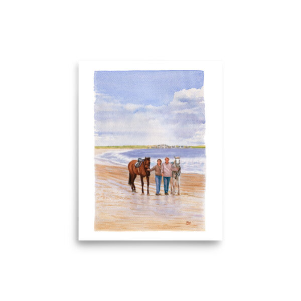 enhanced-matte-paper-poster-in-8x10-front-6654f52156f13.jpg Walking Horses On The Beach | Watercolor Print