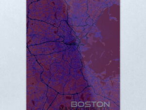 Boston Road Map | Digital Art Metal Print