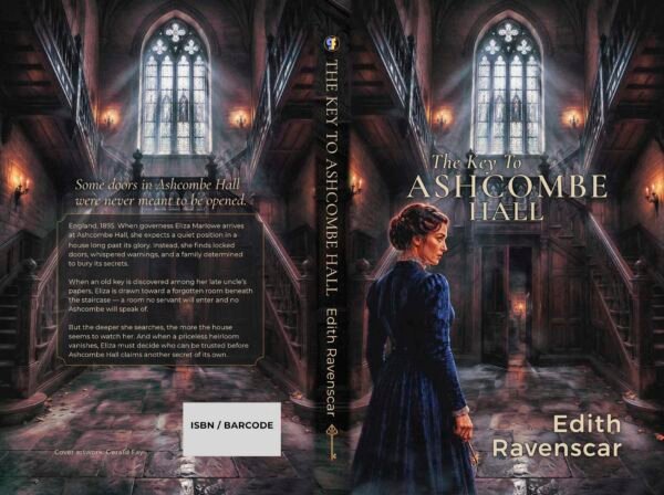 The Key to Ashcombe Hall — Paperback Wrap Preview The Key to Ashcombe Hall historical mystery book cover paperback wrap preview