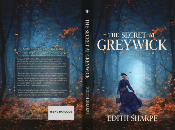 GF_COVER_011_The_Secret_at_Greywick_FULL_WRAP_PRESENTATION_6x9 Full paperback wrap preview for The Secret at Greywick historical mystery cover